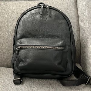 small leather backpack, black